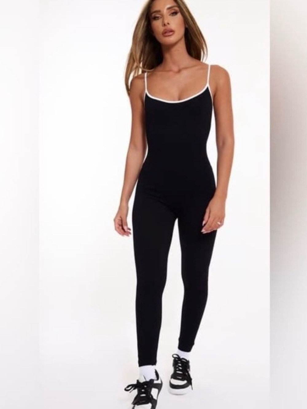 WILO The Label Black Ribbed V-Neck Active Jumpsuit NWT Size S